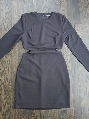 Express Black Long-Sleeve Cutout Sheath Dress